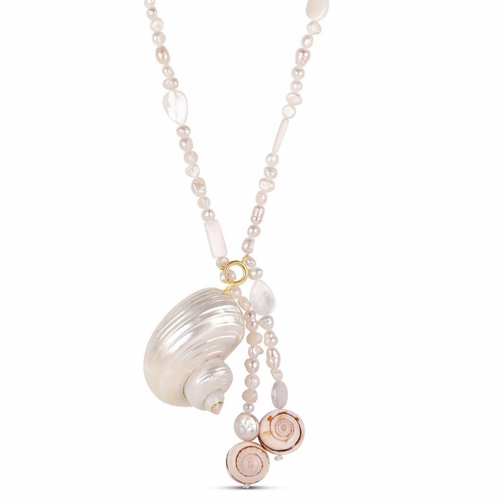 Mayamar Pearl and Sea Shell Pendant Necklace -